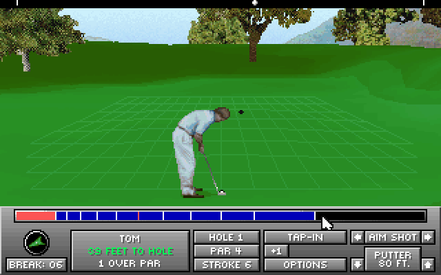 Jack Nicklaus Golf & Course Design: Signature Edition (DOS) screenshot: on the green - MCGA/VGA
