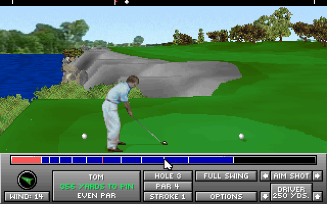 Jack Nicklaus Golf & Course Design: Signature Edition (DOS) screenshot: teeing off - MCGA/VGA