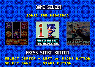 6-PAK (Genesis) screenshot: Title select interface