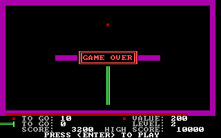 PacWorm (DOS) screenshot: Dumb game over.