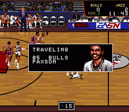 Bulls vs. Blazers and the NBA Playoffs (SNES) screenshot: Penalty!