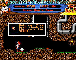 Crystal Kingdom Dizzy (Amiga) screenshot: Crazy Joe's cave.