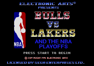 Bulls vs. Lakers and the NBA Playoffs (Genesis) screenshot: Title Screen