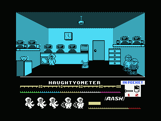 Jack the Nipper (MSX) screenshot: Wait until the shop keeper is not near