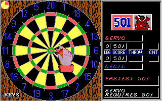 Bully's Sporting Darts (DOS) screenshot: Preparing to throw a dart