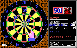 Bully's Sporting Darts (DOS) screenshot: Throwing some darts