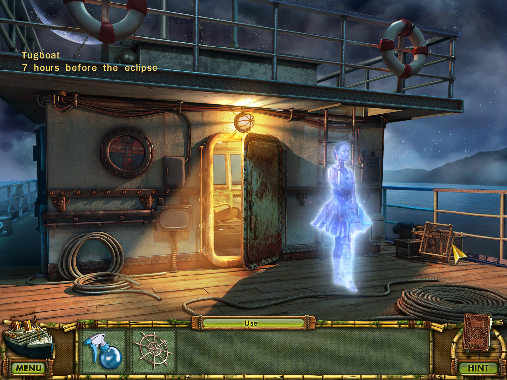 The Treasures of Mystery Island: The Ghost Ship (Windows) screenshot: I have reached the boat offshore. Here is another ghost.