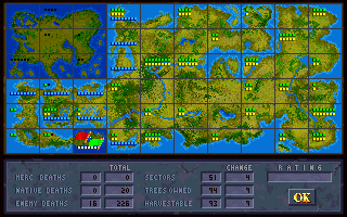 Jagged Alliance (DOS) screenshot: The Metavira map, where you position guards and tappers, and pick your next fight.