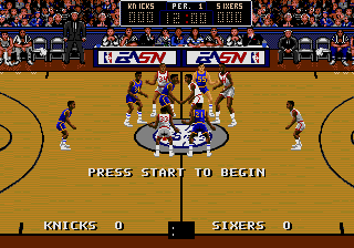 Bulls vs. Lakers and the NBA Playoffs (Genesis) screenshot: Sixers and Knicks ready for the game