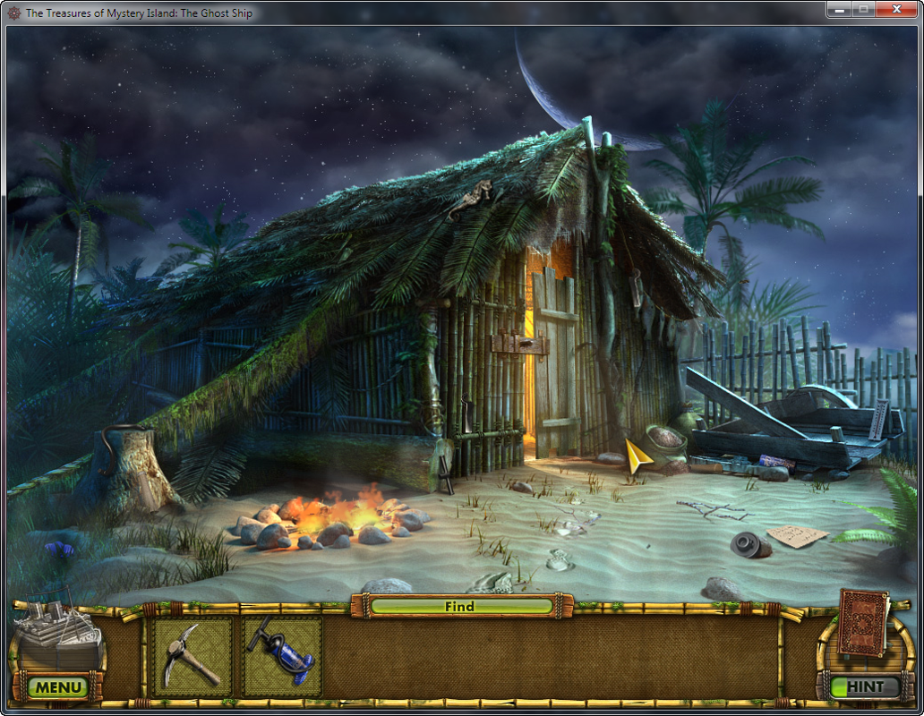 The Treasures of Mystery Island: The Ghost Ship (Windows) screenshot: Outside a fisherman's hut
