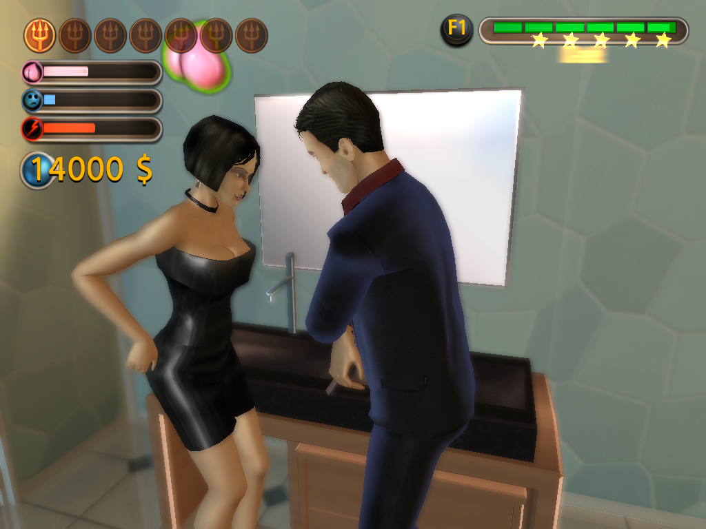 7 Sins (Windows) screenshot: In the intimity of the bathroom of the restaurant