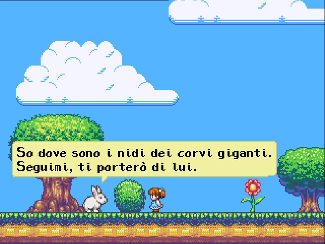 Alice's Mom's Rescue (Android) screenshot: Our friend rabbit is giving us its precious advice (1) (Italian version).