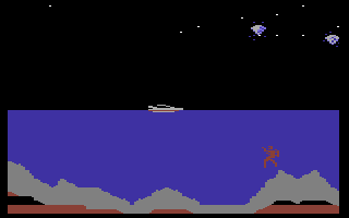 James Bond 007 (Commodore 64) screenshot: Those guys underwater try to harpoon your craft