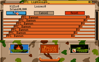 Pacific Islands (DOS) screenshot: Roster