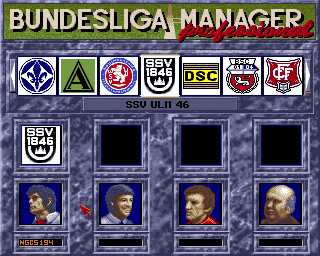 Bundesliga Manager Professional (Amiga) screenshot: Club selection