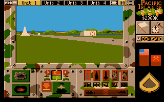 Pacific Islands (DOS) screenshot: Unit 1 - Gunner view