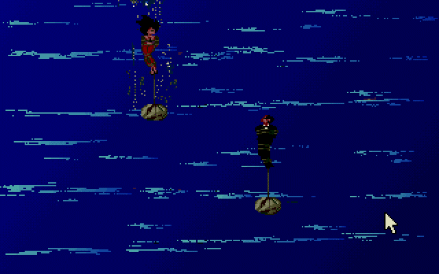 007: James Bond - The Stealth Affair (DOS) screenshot: She even goes diving with you.