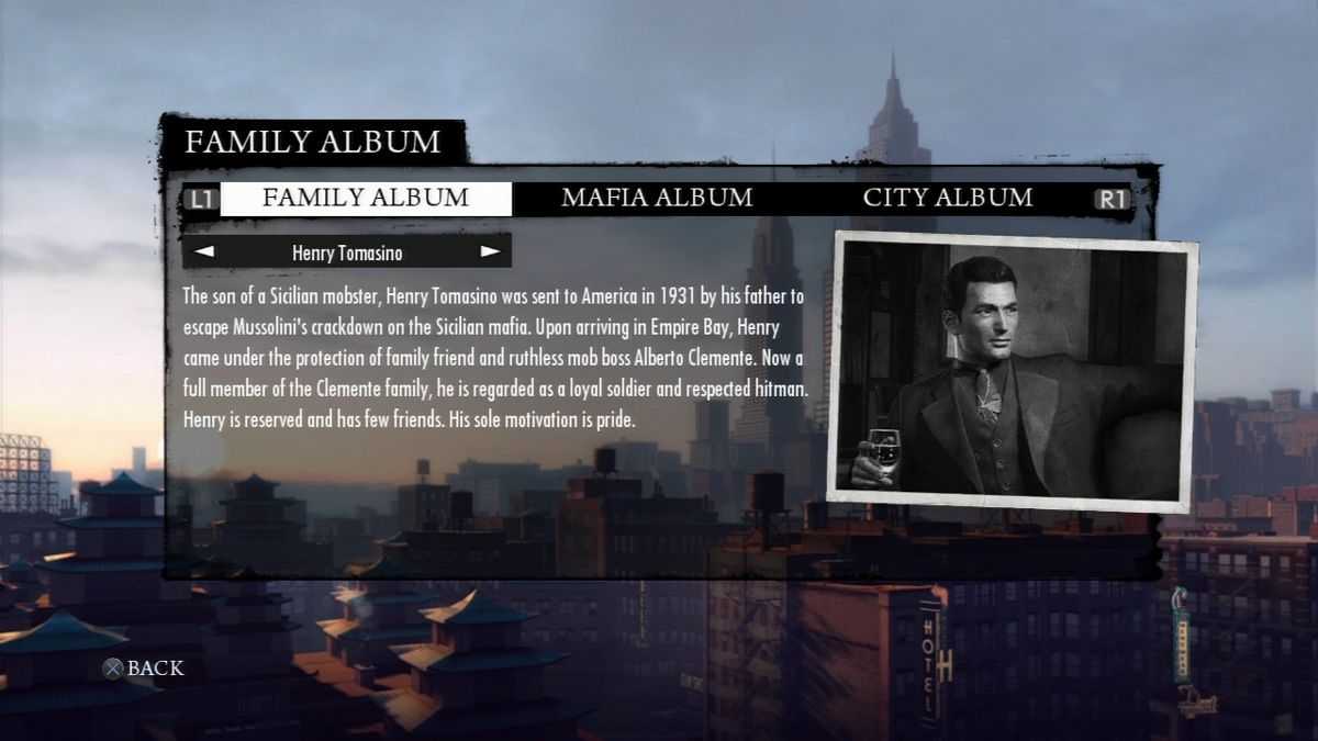 Mafia II (PlayStation 3) screenshot: Check the family album for info about the characters and places
