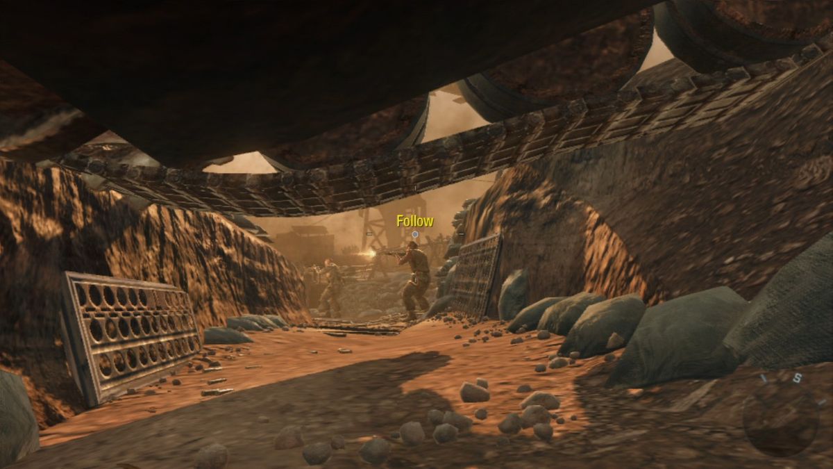 Call of Duty: Black Ops (PlayStation 3) screenshot: Crawling under the tank