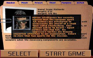 Bureau 13 (DOS) screenshot: Choose your Heroes
