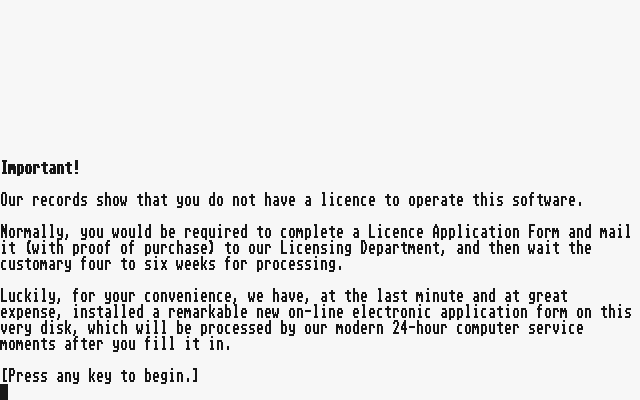 Bureaucracy (Atari ST) screenshot: Before you can begin the game...