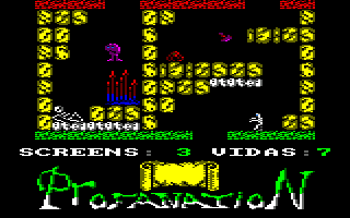 Abu Simbel Profanation (Amstrad CPC) screenshot: Uh oh, I fell onto a spike trap!