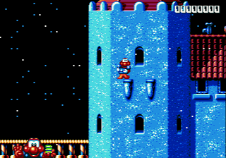 James Pond 2: Codename: RoboCod (Genesis) screenshot: The house is your main level, from where you access all others