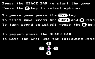 BurgerTime (PC Booter) screenshot: Instructions