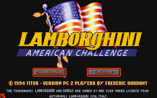 Lamborghini: American Challenge (DOS) screenshot: Menu (Lamborghini version)