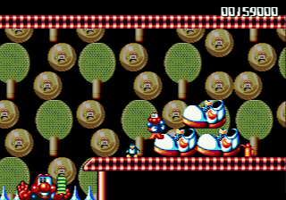 James Pond 2: Codename: RoboCod (Genesis) screenshot: A level with many shoes