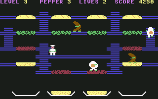 BurgerTime (Commodore 64) screenshot: Level 3