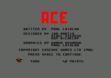 ACE: Air Combat Emulator (Amstrad CPC) screenshot: Title screen