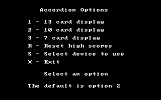 Accordion (DOS) screenshot: Main menu