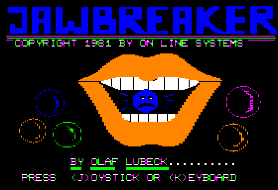 Jawbreaker (Apple II) screenshot: Title screen