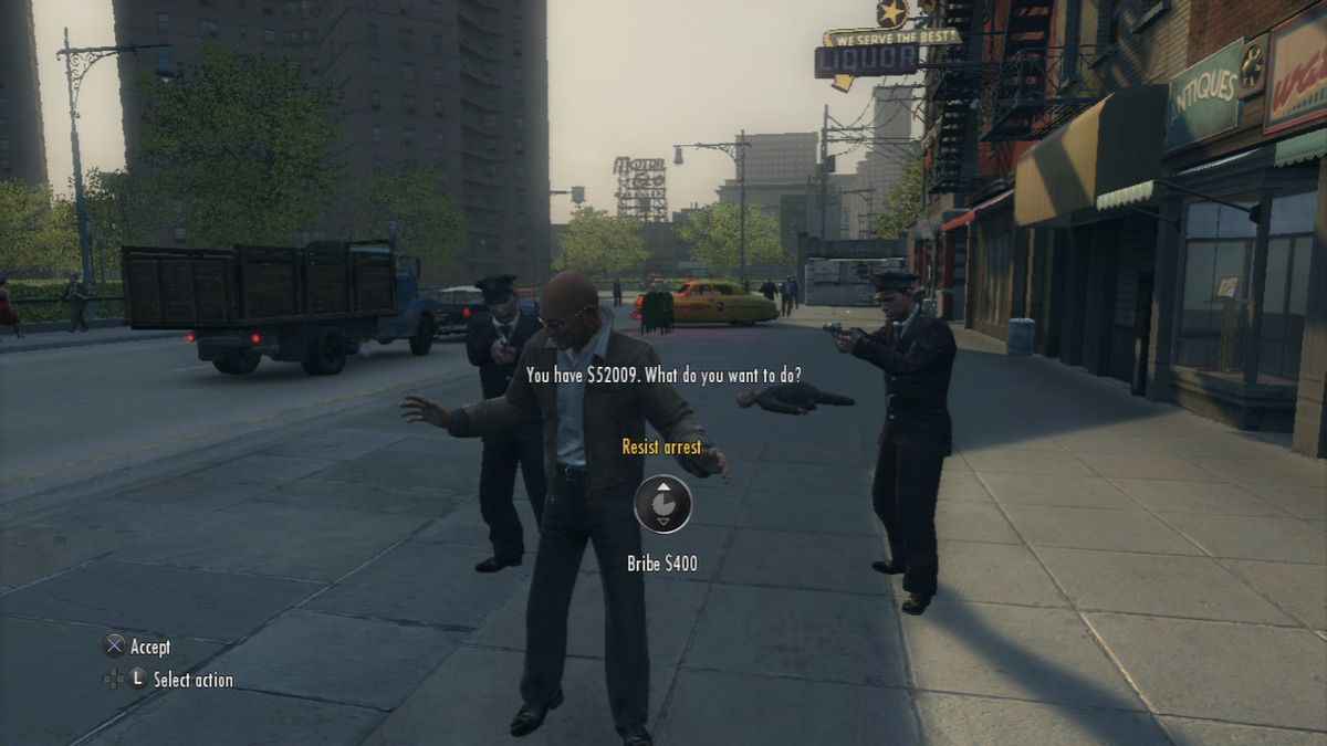 Mafia II: The Betrayal of Jimmy (PlayStation 3) screenshot: Busted... cops saw me stirring some trouble