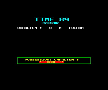 Cup Manager (ZX Spectrum) screenshot: Last minute winner