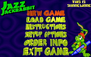 Jazz Jackrabbit (DOS) screenshot: Menu