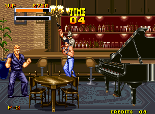 Burning Fight (Neo Geo) screenshot: In a bar