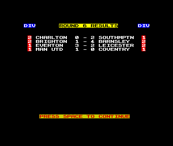 Cup Manager (ZX Spectrum) screenshot: Quarter final results show our fate