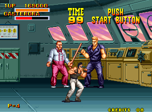 Burning Fight (Neo Geo) screenshot: Say hello to Casterora