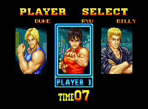 Burning Fight (Neo Geo CD) screenshot: Character Select