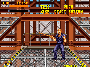 Burning Fight (Neo Geo) screenshot: Going up...
