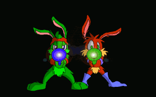 Jazz Jackrabbit 2 (Windows) screenshot: ...with his brother Spaz! (from the opening intro)