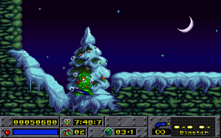 Jazz Jackrabbit: Holiday Hare 1994 (DOS) screenshot: A Silent Night