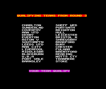 Cup Manager (ZX Spectrum) screenshot: And the teams who go into the hat
