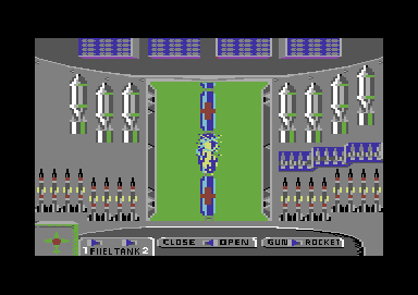 Ace of Aces (Commodore 64) screenshot: Attacking a train