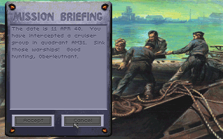 Aces of the Deep (DOS) screenshot: Mission briefing