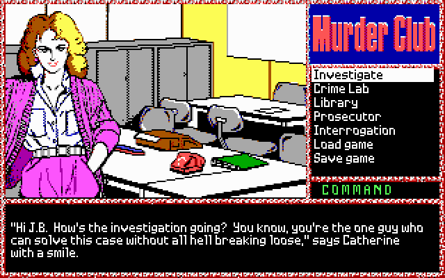 Murder Club (DOS) screenshot: Main Menu