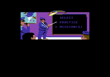 Ace of Aces (Commodore 64) screenshot: Practice or a real mission ?