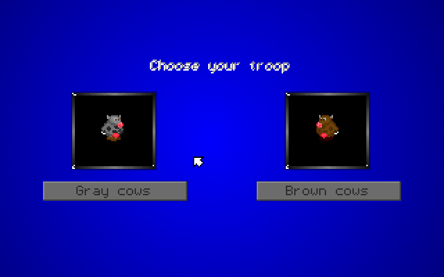 Crazy Cows (DOS) screenshot: Choose your Cow Color!